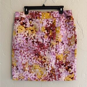 LOFT Pink & Yellow Floral-Print Skirt